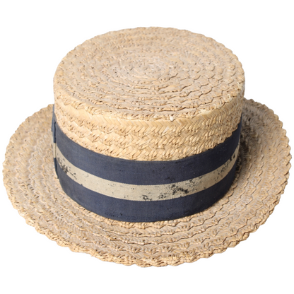 Antique English Boater (Canotier) Straw Hat – Coulblanc, London (ca. 1890–1915)