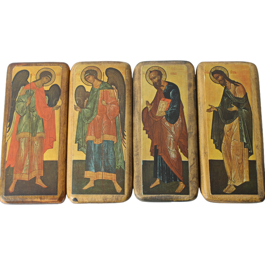Set of Four Religious Icons – Byzantine / Orthodox Style (20th Century)