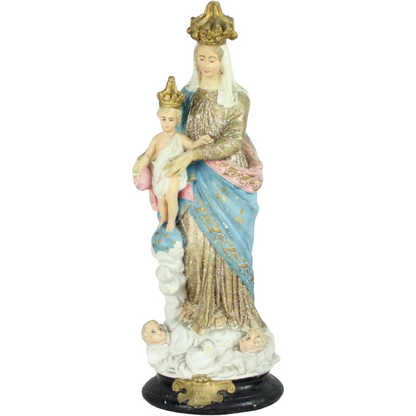 Mid-20th Century “Regina del Rosario” Statue – Polychrome Devotional Figure (c. 1940–1965)