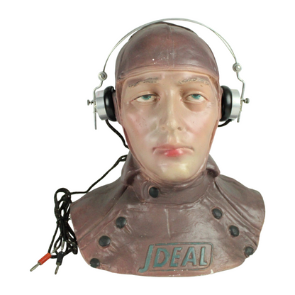Vintage Head Display with Headphones – “J. Deal” Demonstration Model (ca. 1930–1960)