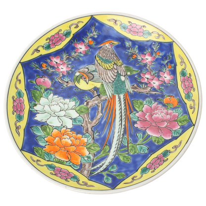 Decorative Asian Porcelain Plate with Birds & Flowers – 20th Century