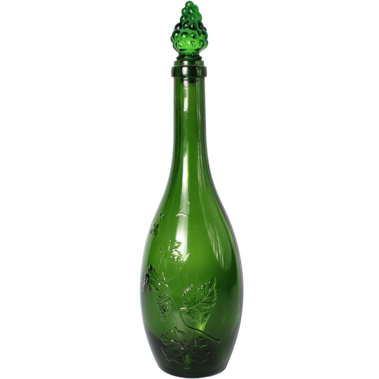 Antique Green Glass Wine Decanter with Grape Stopper, ca. 1880–1910
