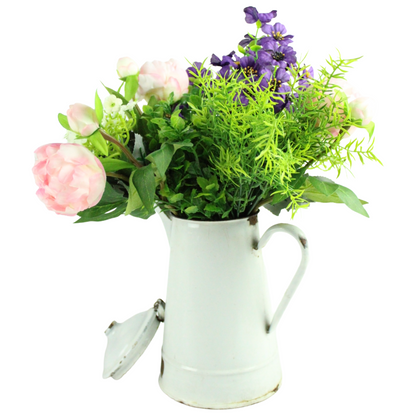 Vintage Enamel Water Jug with Lid – Rustic Farmhouse Style (ca. 1920–1960)