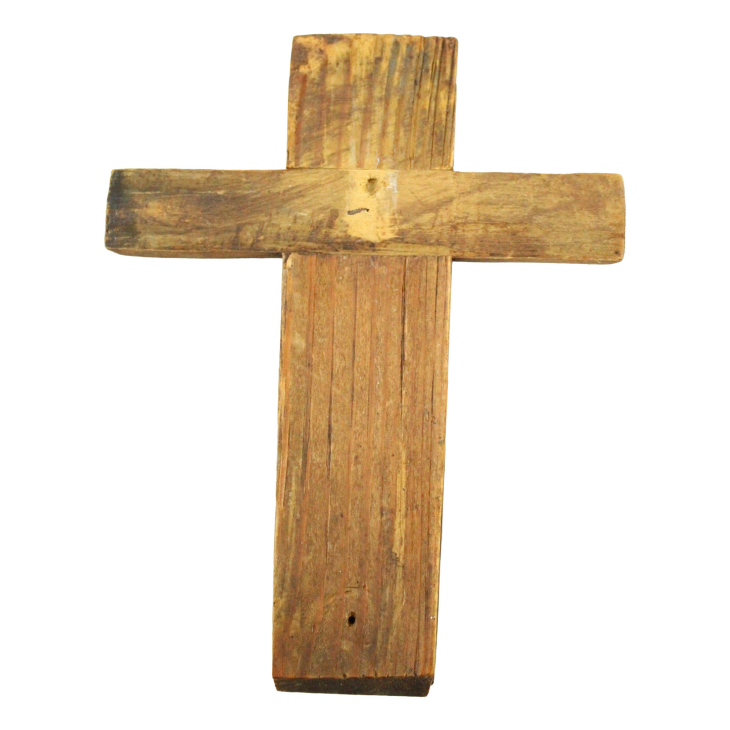 Rustic Wooden Crucifix with Cast Metal Corpus – Folk Devotional Cross (ca. 1920–1950)