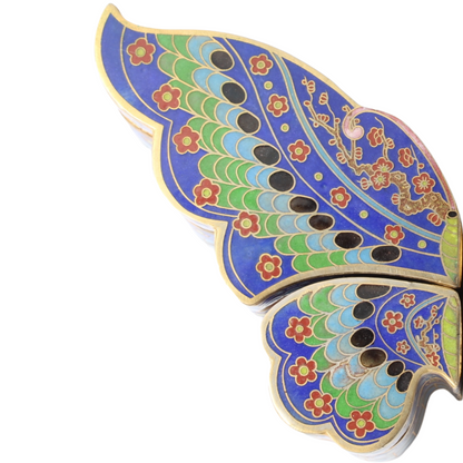 Chinese Cloisonné Butterfly Dish / Box – Four-Piece Set (ca. 1950–1980)