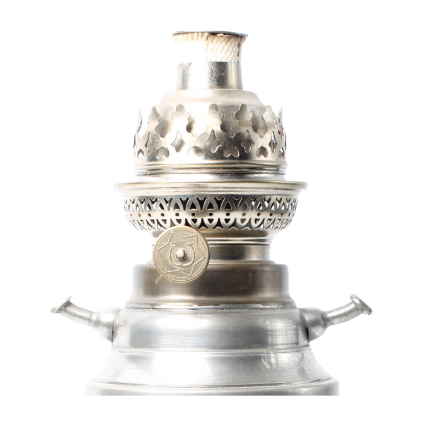 Vintage Petroleum Lamp – Table Model in Silver-Plated Metal (circa 1950–1970)