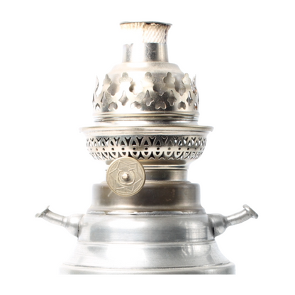 Vintage Petroleum Lamp – Table Model in Silver-Plated Metal (circa 1950–1970)