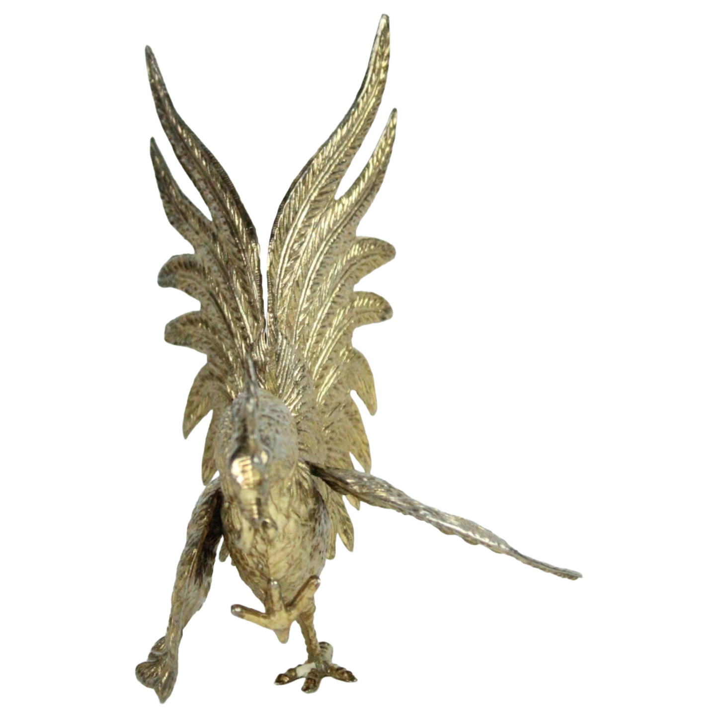 Pair of Mid-Century Brass Rooster Sculptures – Standing & Flying Models (c. 1960–1980)
