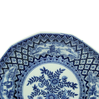 Antique Blue & White Porcelain Plate – European Chinoiserie (ca. 1880–1920)