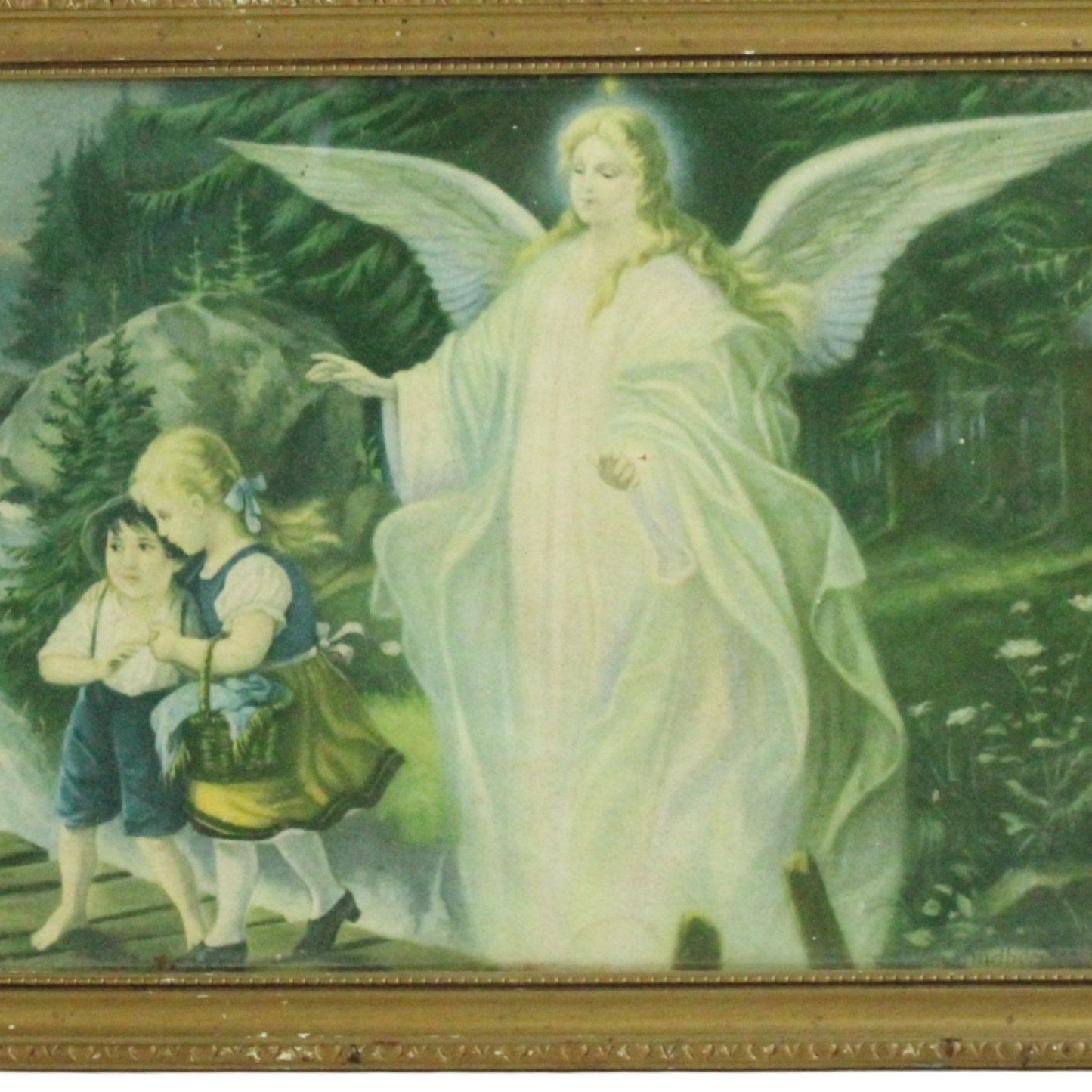 Vintage Guardian Angel Wall Print – Devotional Religious Artwork (c. 1920–1950)