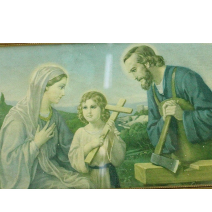 Vintage Holy Family Wall Print – Catholic Devotional Art (c. 1920–1955)