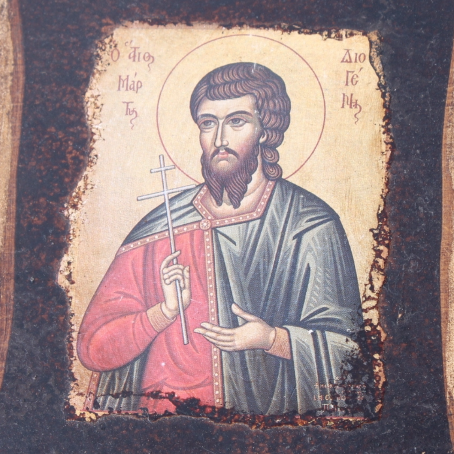 Byzantine Religious Icon – Holy Martyr with Cross