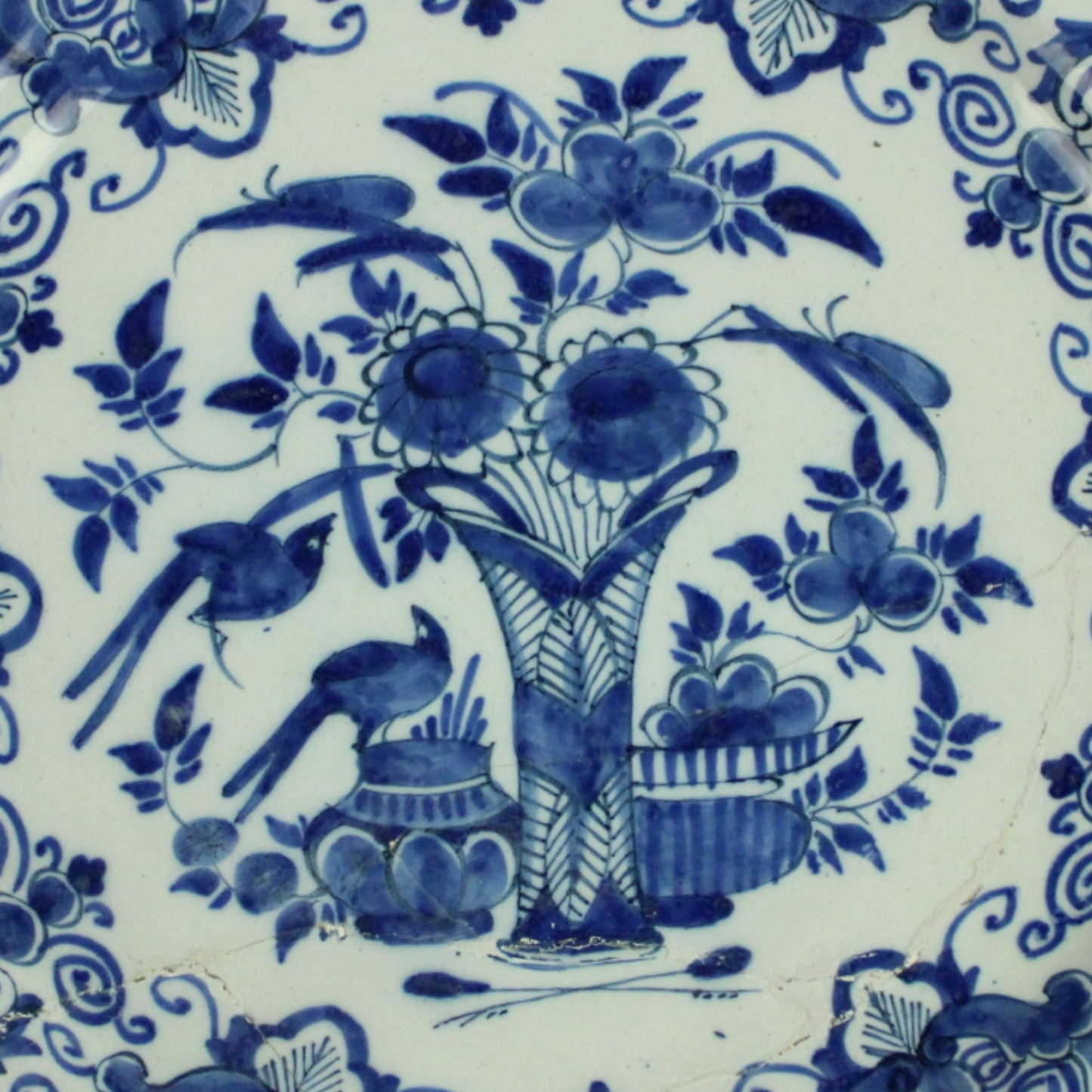 Antique Delft Blue Plate – Hand-Painted Faience (ca. 1750–1800)