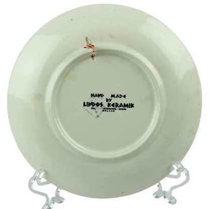 Greek Decorative Wall Plate – Lindos Keramik, Rhodes (ca. 1970–1990)