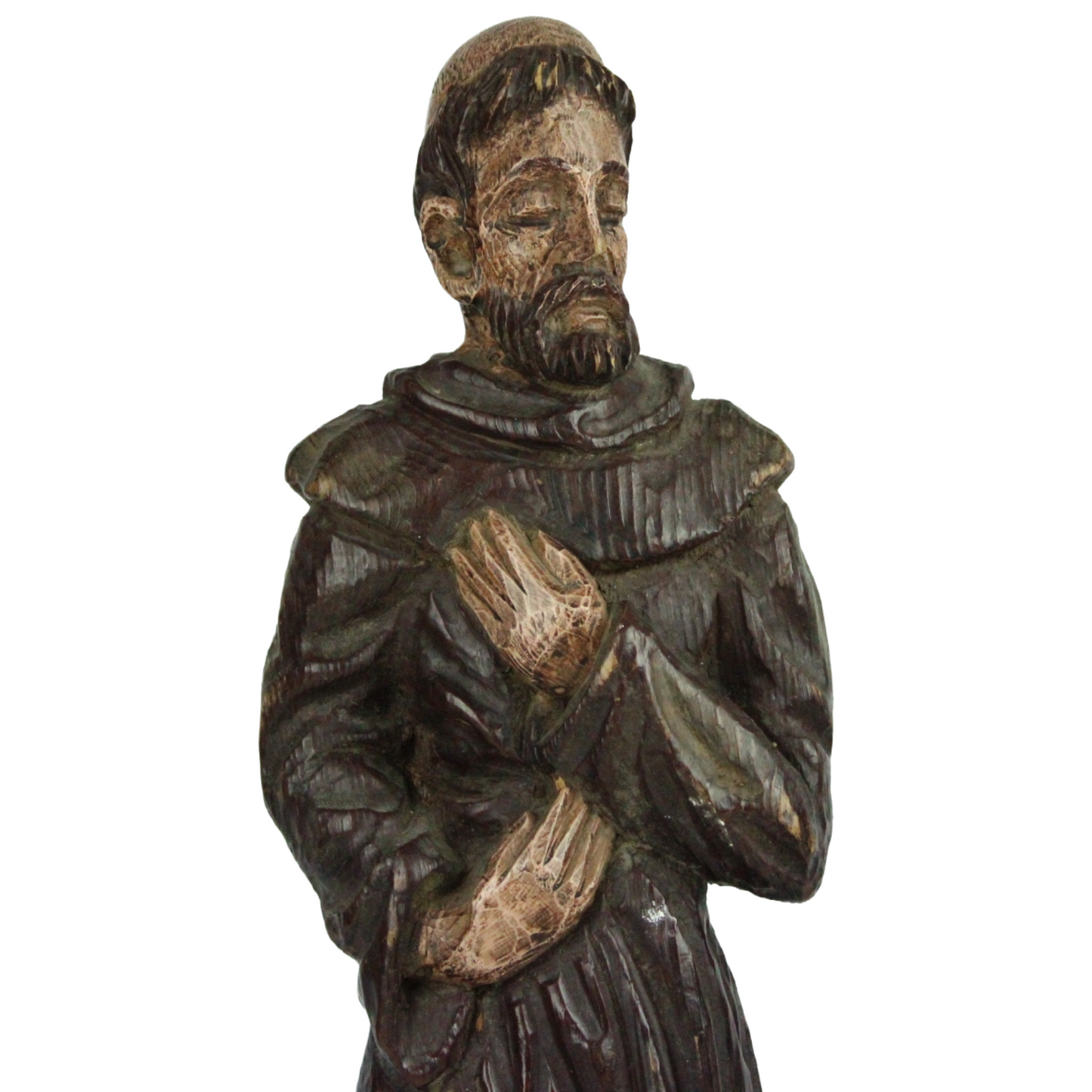 Carved Wooden Statue of a Franciscan Saint – Early to Mid 20th Century (c. 1920–1950)