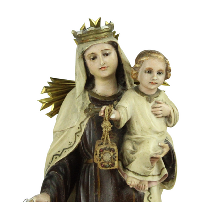 Early 20th Century Virgin del Carmen Statue – Polychrome Wooden Devotional Figure (c. 1900–1930)