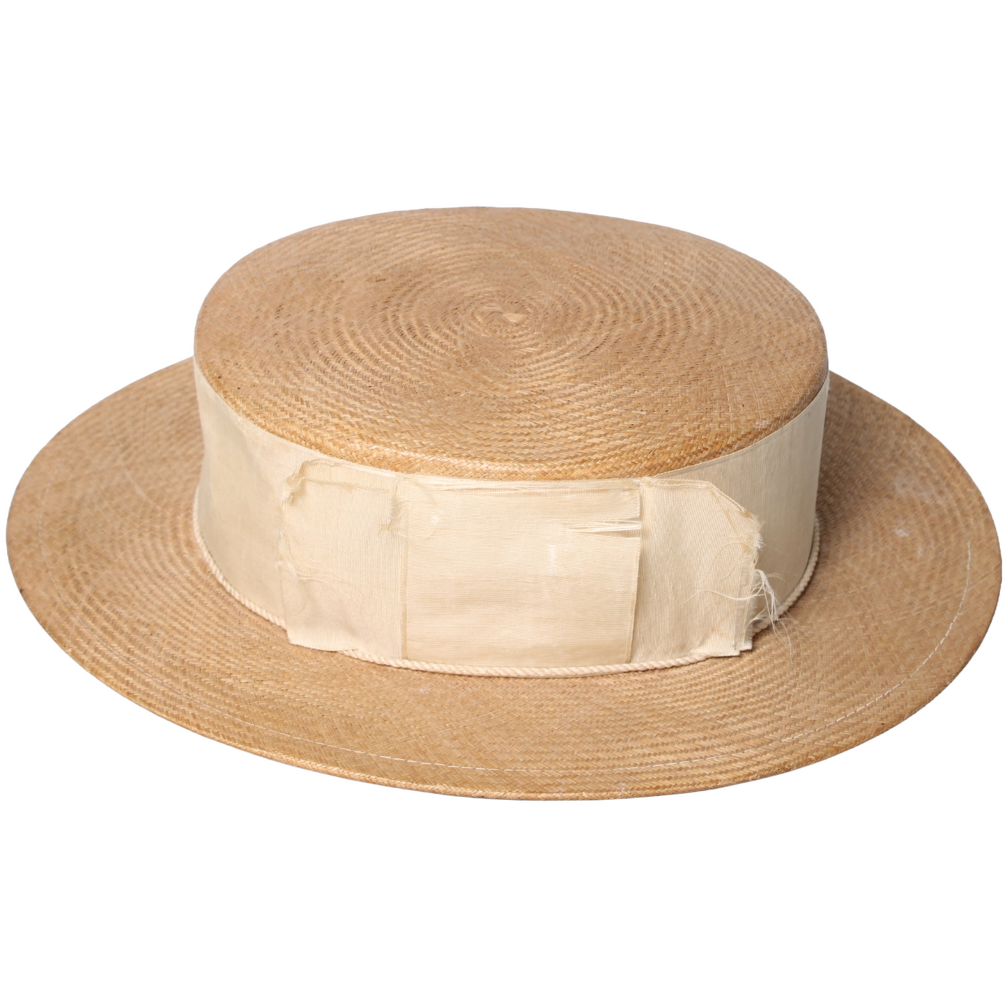 Antique French Canotier (Boater) Straw Hat – Belle Époque (ca. 1900–1920)