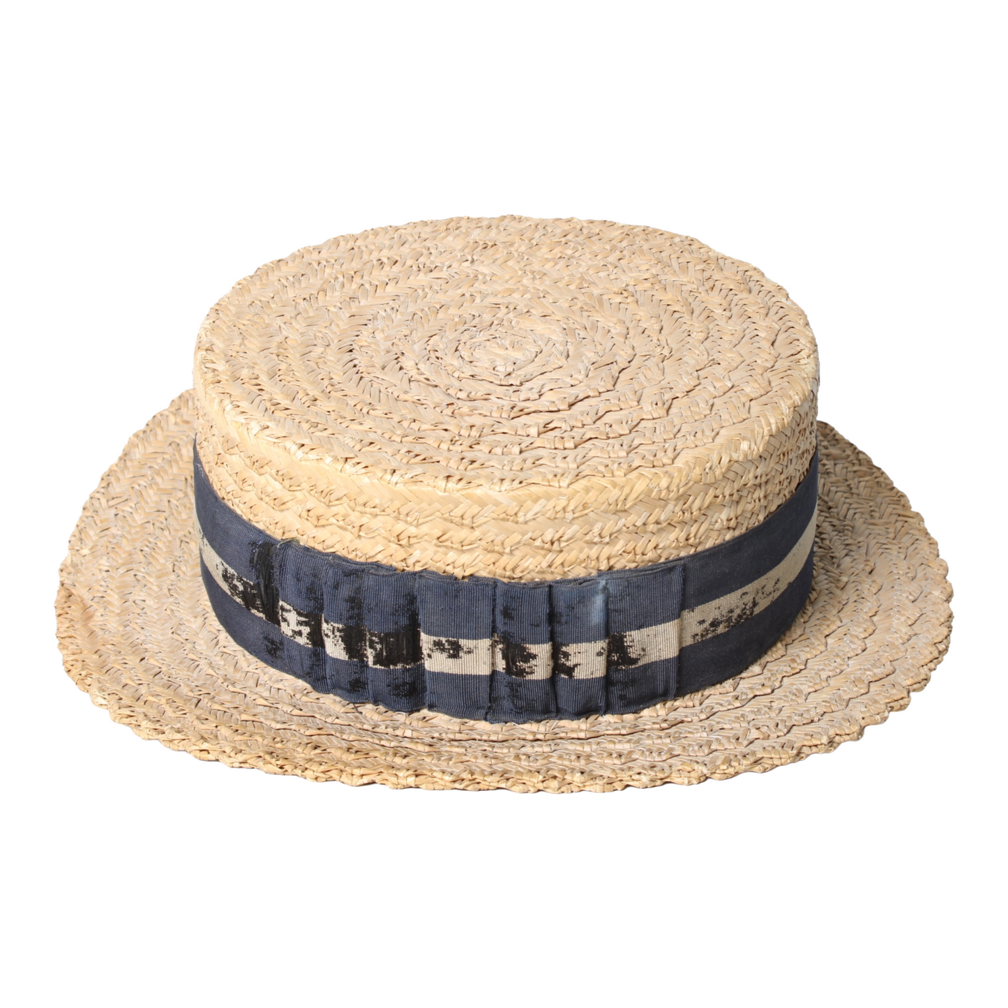 Antique English Boater (Canotier) Straw Hat – Coulblanc, London (ca. 1890–1915)