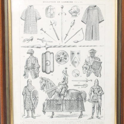 Évolution de l’Armure – 19th-Century French Engraving (Framed)