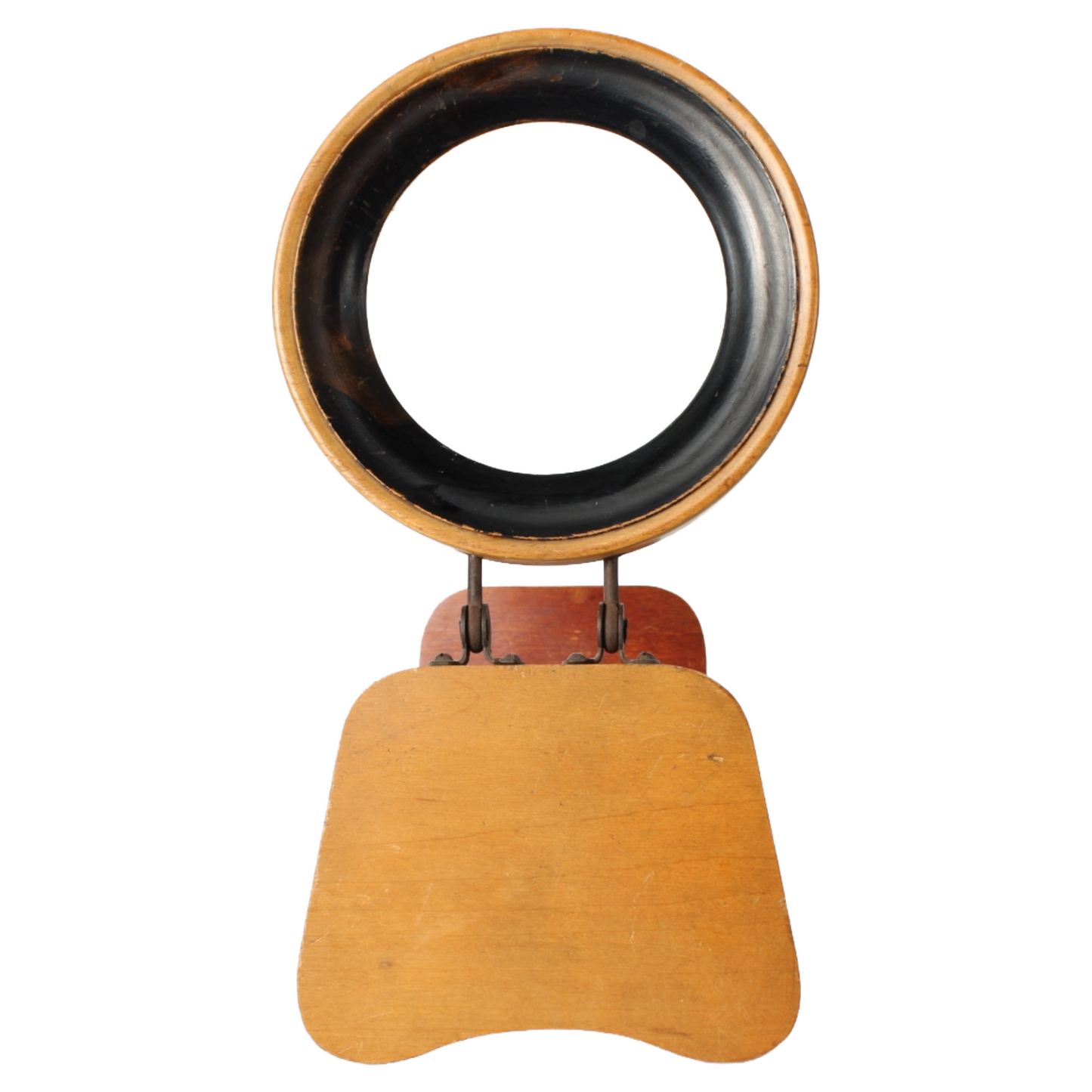 Antique Folding Reading Magnifier on Wooden Stand, ca. 1880–1920