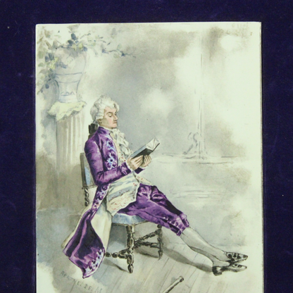 Framed Decorative Print of an 18th-Century Gentleman Reading (ca. 1900–1950)