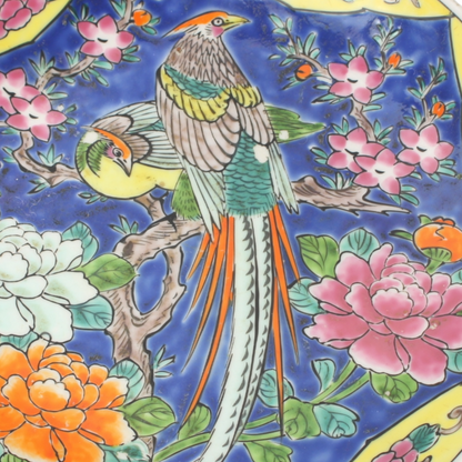 Decorative Asian Porcelain Plate with Birds & Flowers – 20th Century