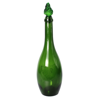 Antique Green Glass Wine Decanter with Grape Stopper, ca. 1880–1910