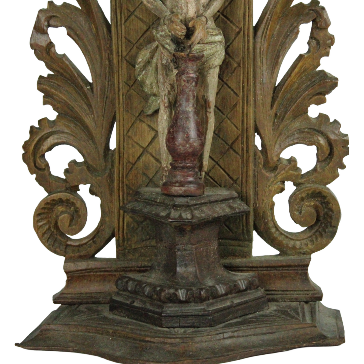 18th Century Carved Wooden Religious Wall Console – Ecce Homo / Christ at the Column