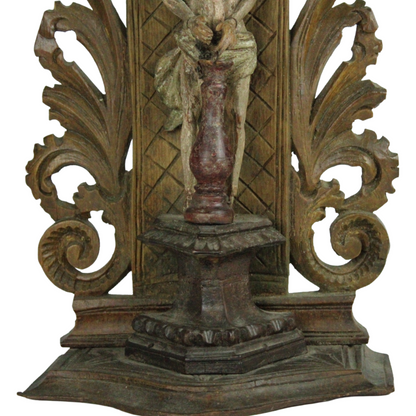 18th Century Carved Wooden Religious Wall Console – Ecce Homo / Christ at the Column