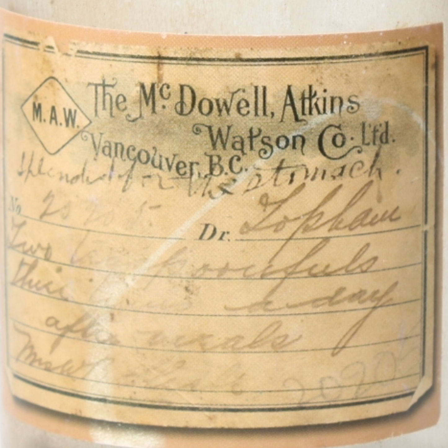 Set of 2 Canadian Apothecary Bottles – The McDowell, Atkins & Watson Co. Ltd. (circa 1900–1925)