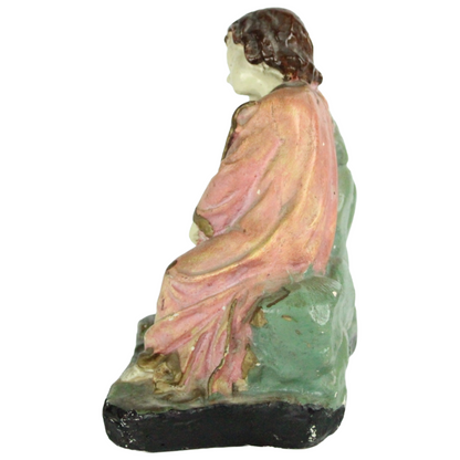 Pair of Vintage Nativity Shepherd Figures – Polychrome Religious Statues (c. 1920–1950)