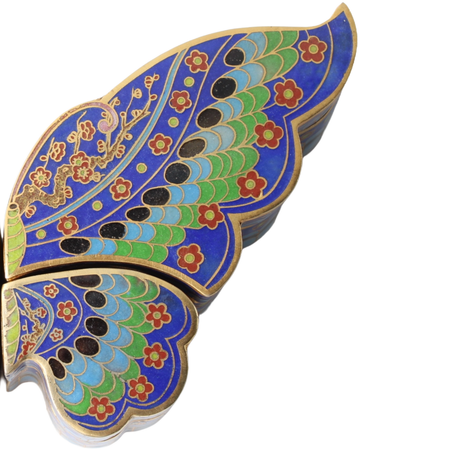 Chinese Cloisonné Butterfly Dish / Box – Four-Piece Set (ca. 1950–1980)