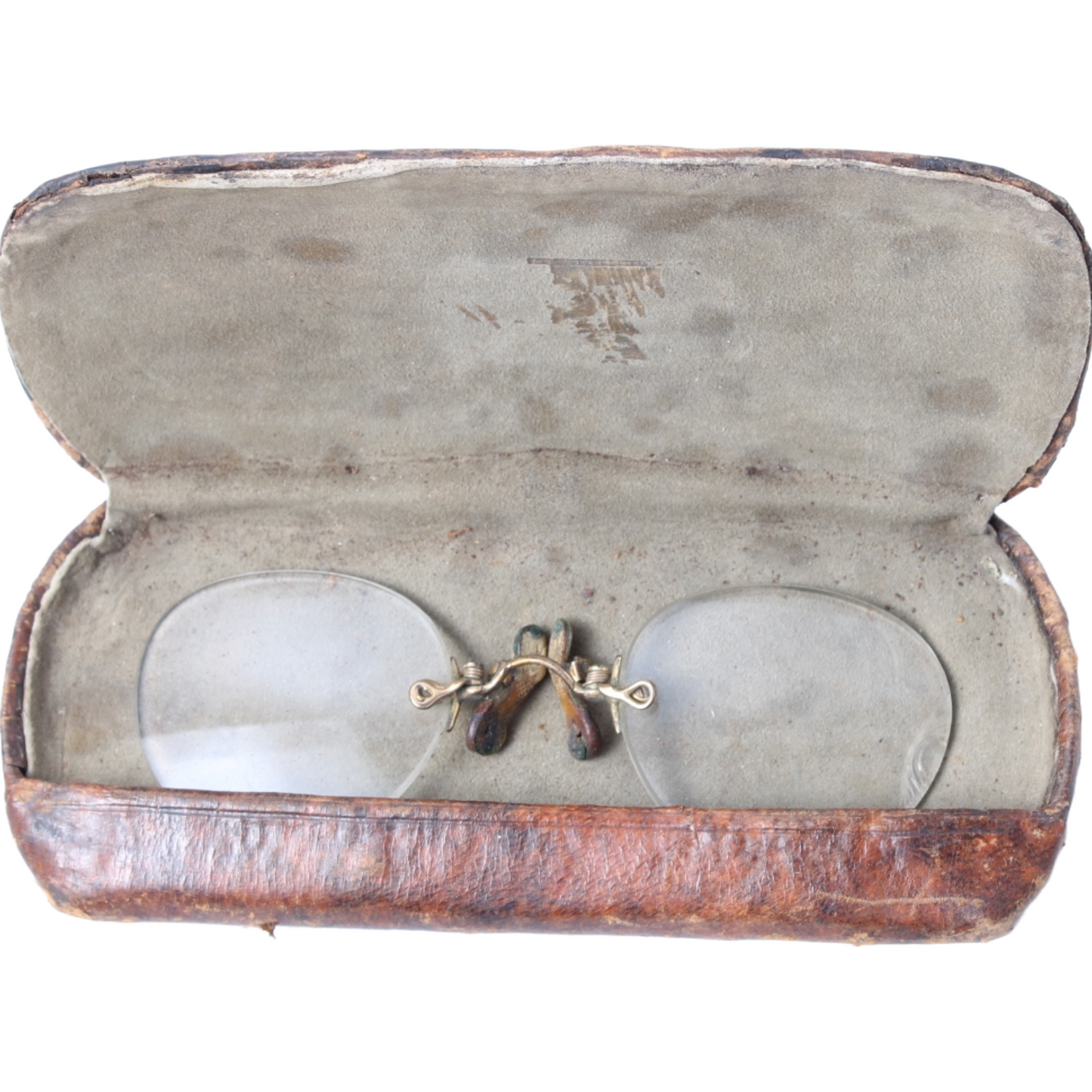 Antieke Pince-nez (Neusbril) met Origineel Leren Etui