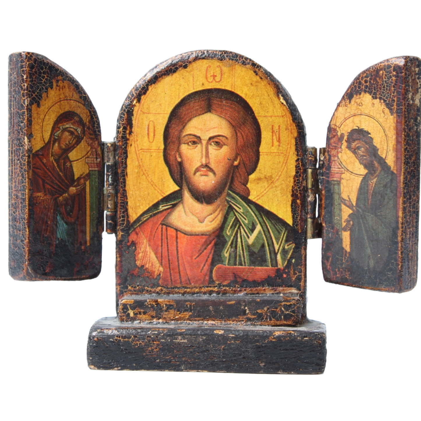 Orthodox Religious Triptych with Christ Pantocrator