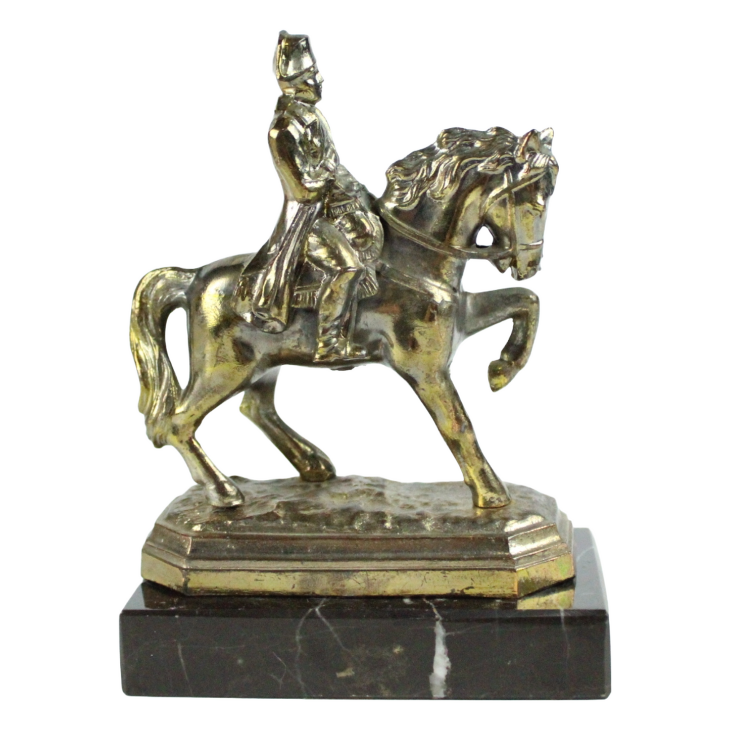Vintage Brass Equestrian Figurine on Marble Base (ca. 1950–1975)