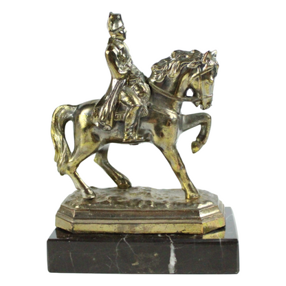 Vintage Brass Equestrian Figurine on Marble Base (ca. 1950–1975)