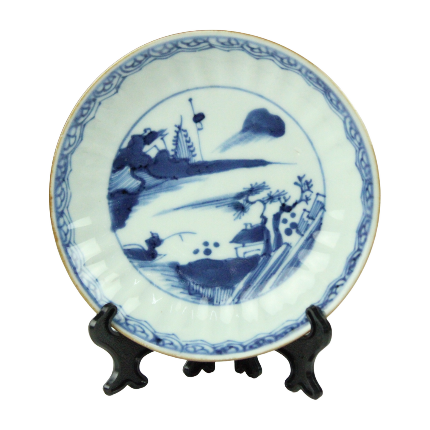 Set of 5 Chinese Export Porcelain Bowls with Matching Saucers – Batavia Brown Style (c. 1850–1900)