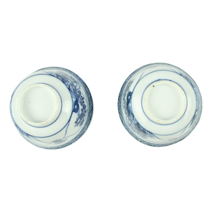 Pair of 18th-Century Chinese Export Porcelain Cup & Saucer Sets – Qing Dynasty (c. 1760–1820)