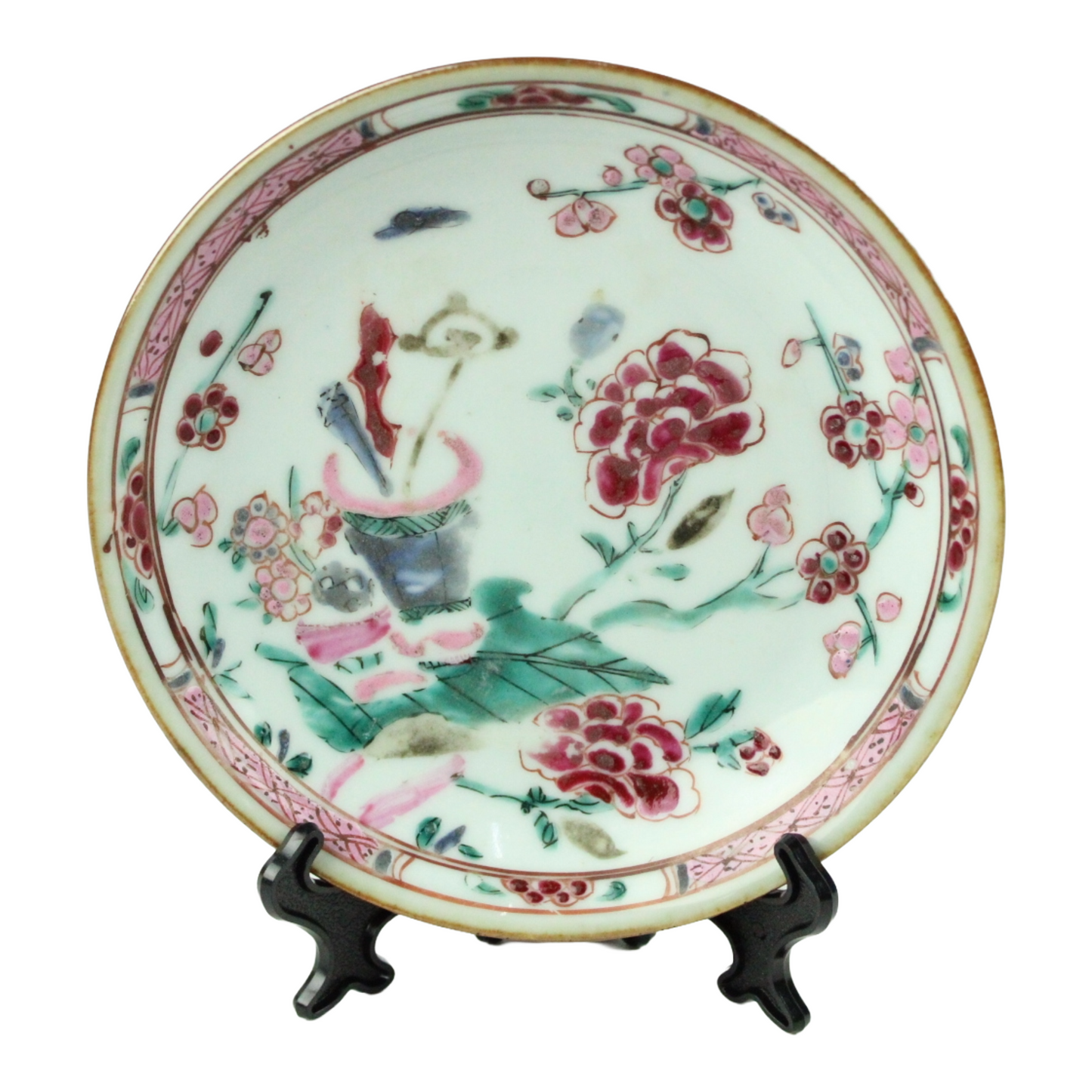 18th-Century Chinese Famille Rose Export Porcelain Saucer – Qianlong Period (c. 1740–1780)