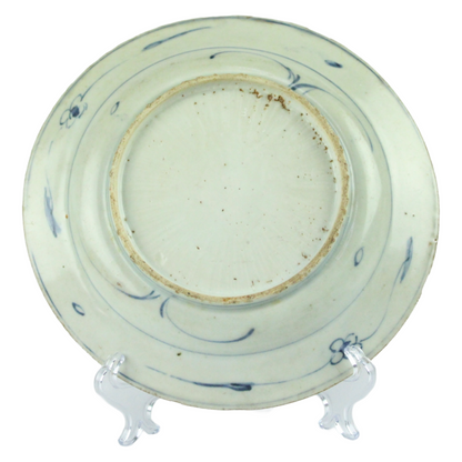 Antique Chinese Blue & White Porcelain Plate – Late Ming Dynasty (Wanli Period, 16th–17th Century)