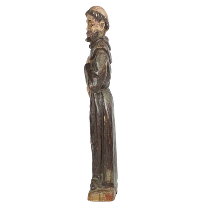 Carved Wooden Statue of a Franciscan Saint – Early to Mid 20th Century (c. 1920–1950)