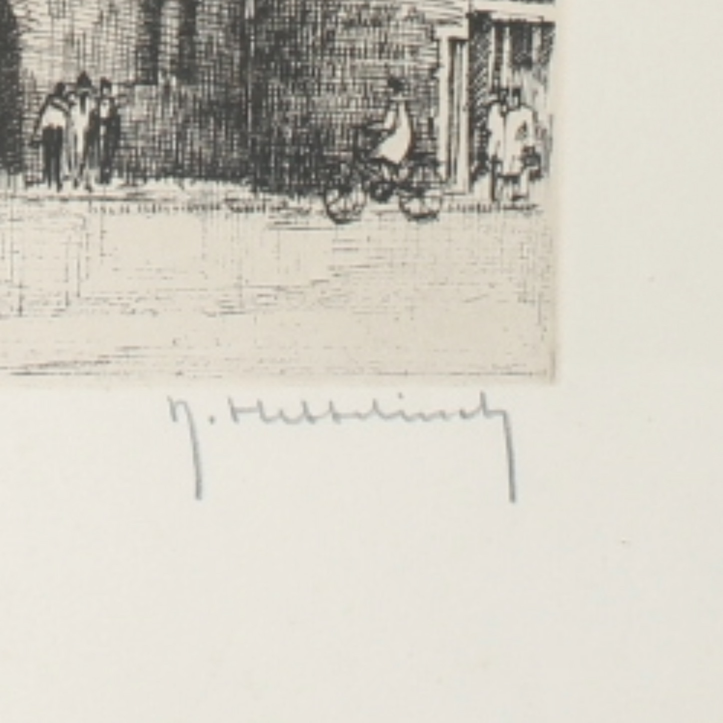 Cityscape with Historic Gate – Etching by J. Hummeling (20th Century)