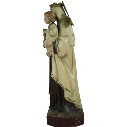 Early 20th Century Virgin del Carmen Statue – Polychrome Wooden Devotional Figure (c. 1900–1930)