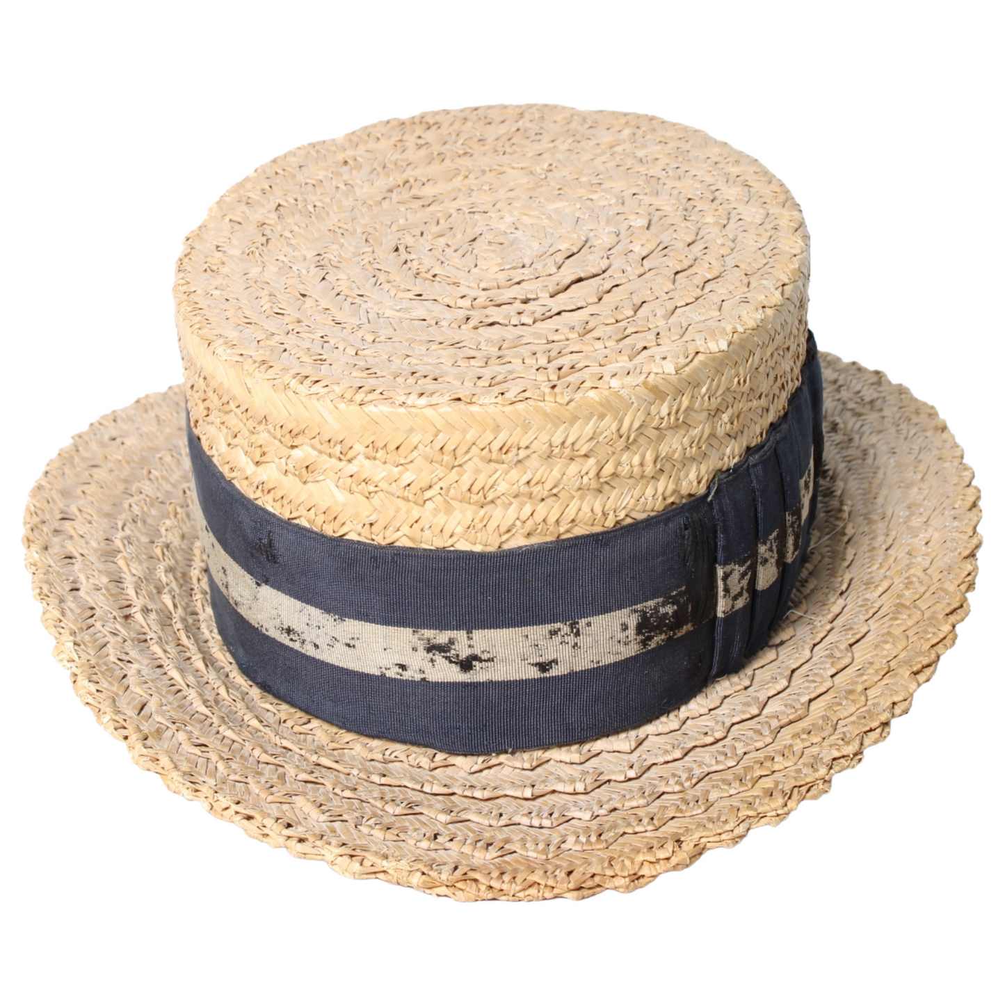 Antique English Boater (Canotier) Straw Hat – Coulblanc, London (ca. 1890–1915)