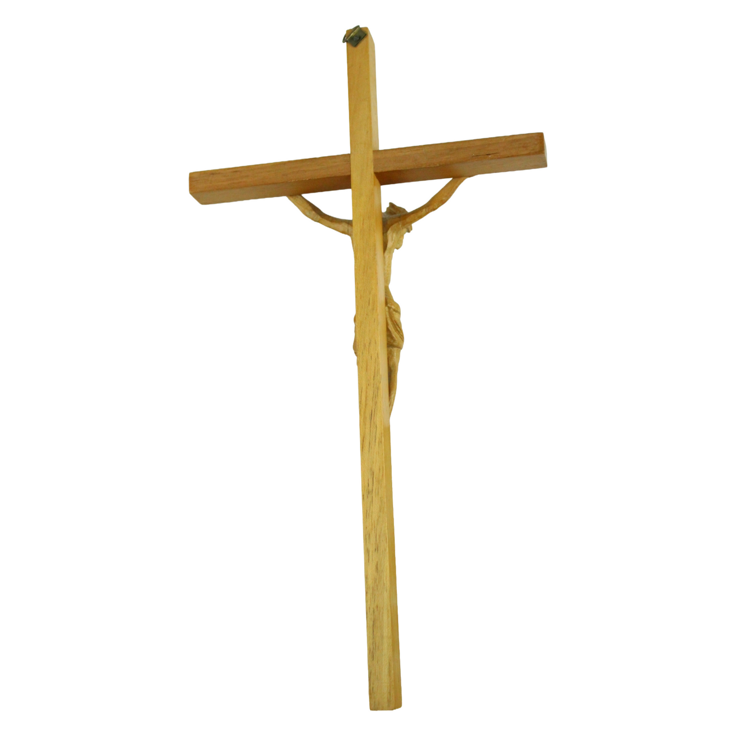 Hand-Carved Wooden Crucifix – Folk Art Wall Cross (ca. 1960–1980)