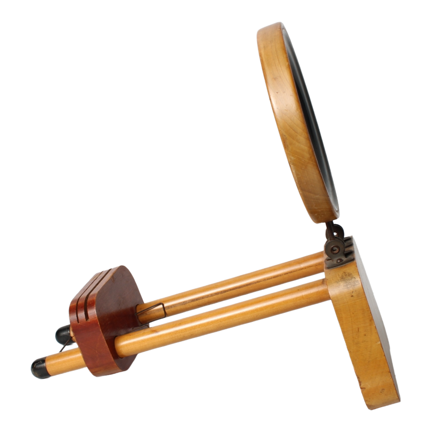 Antique Folding Reading Magnifier on Wooden Stand, ca. 1880–1920
