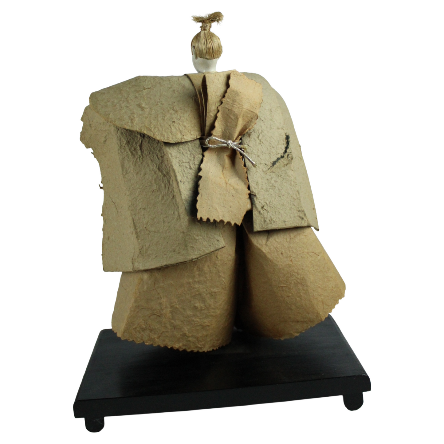 Vintage Japanese Samurai Doll (Ningyō) on Wooden Base (ca. 1900–1950)