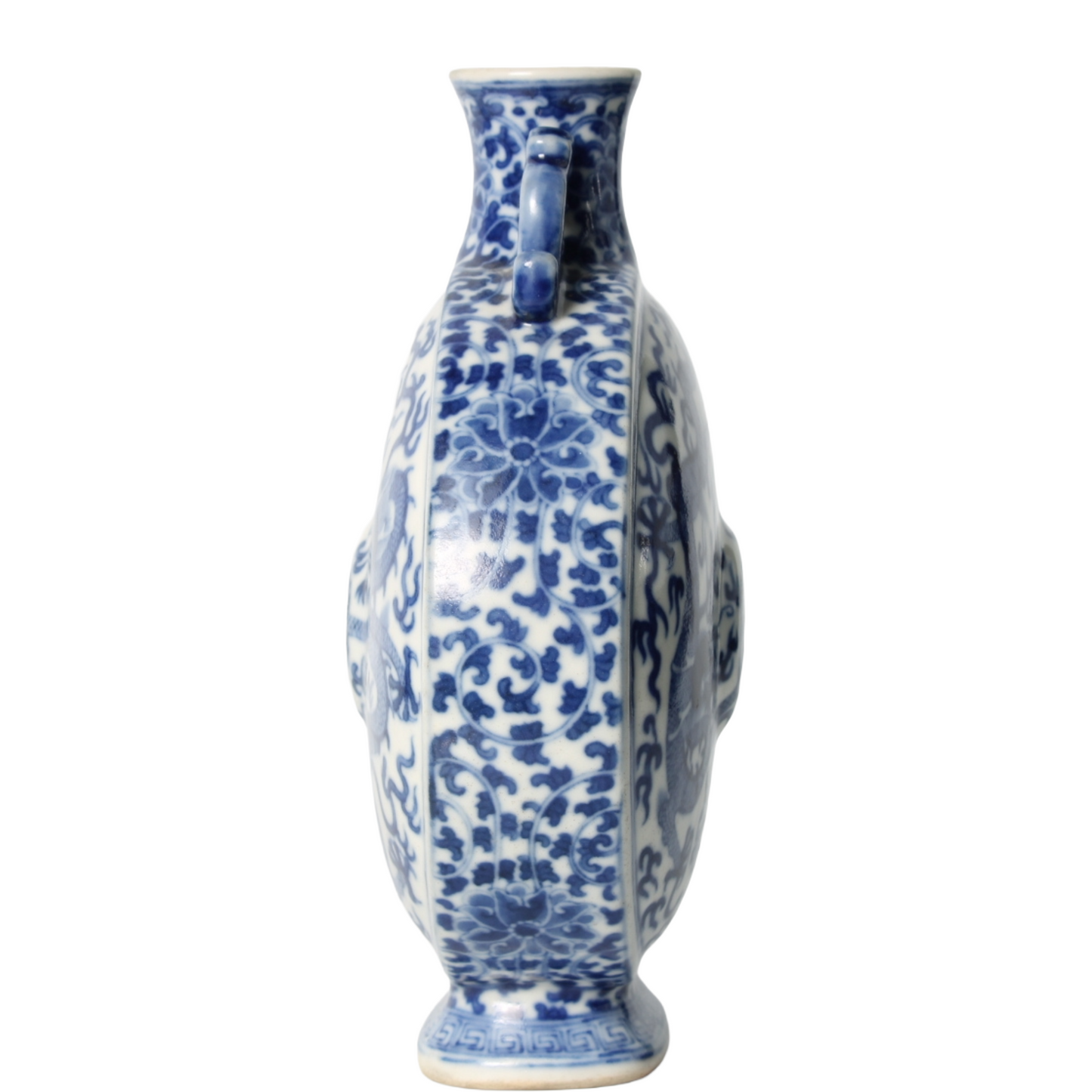 20th Century Chinese Porcelain Moon Vase (Bianhu) with Dragon Motif