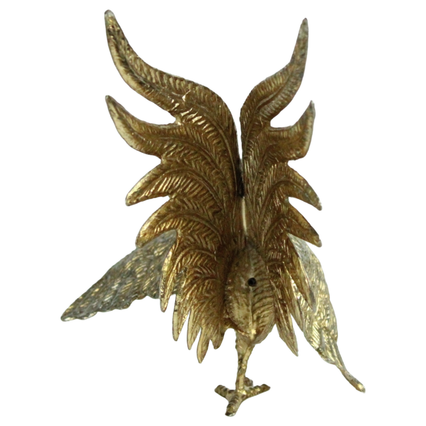 Pair of Mid-Century Brass Rooster Sculptures – Standing & Flying Models (c. 1960–1980)