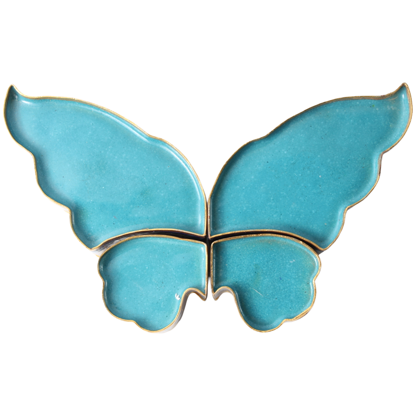 Chinese Cloisonné Butterfly Dish / Box – Four-Piece Set (ca. 1950–1980)